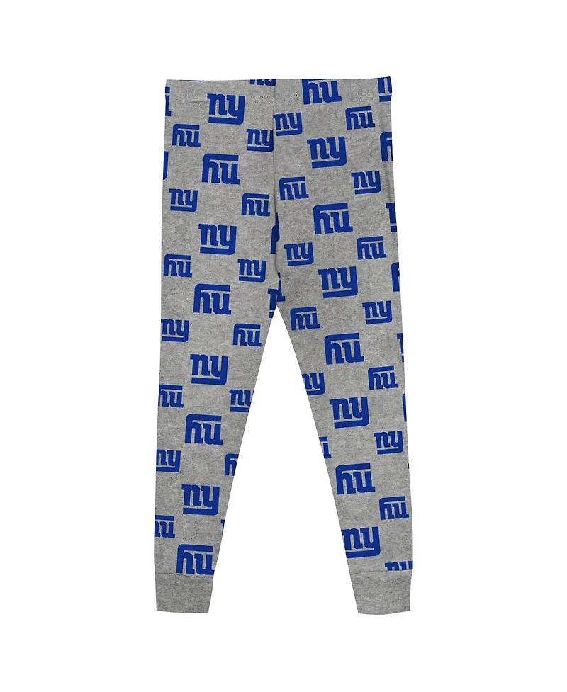 Outerstuff Preschool 2-Piece Heather Gray New York Giants Long Sleeve T-Shirt and Pants Sleep Set