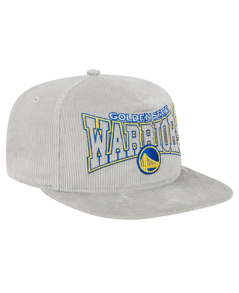 New Era Men's Gray Golden State Warriors Throwback Corduroy Golfer Snapback Hat