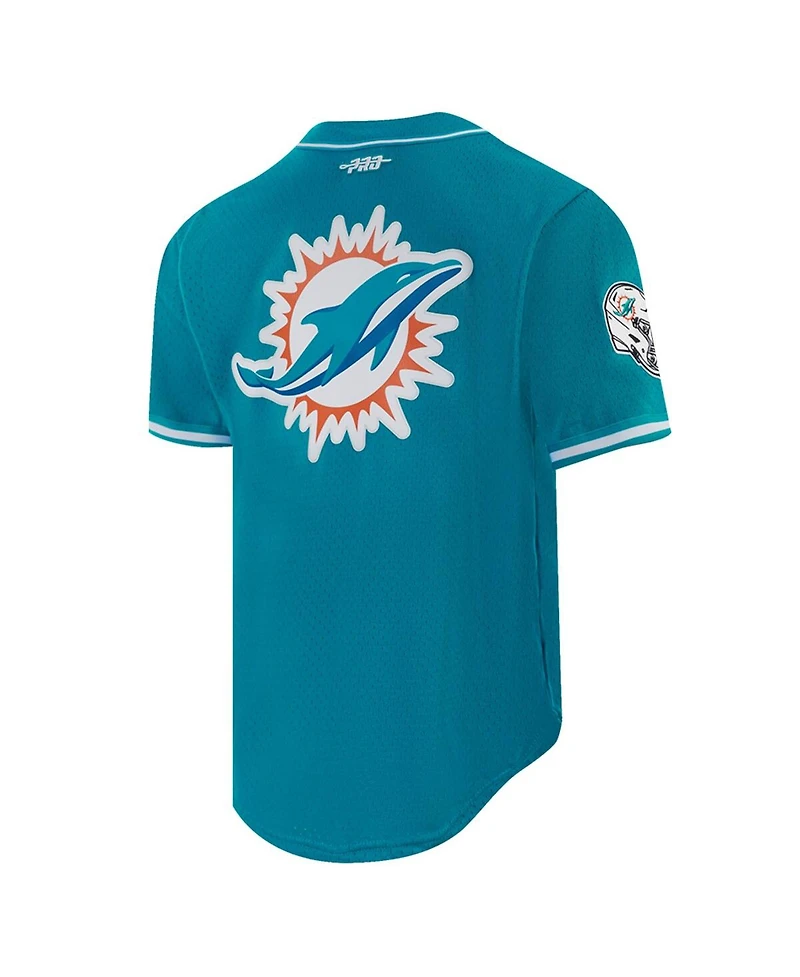 Pro Standard Men's Tyreek Hill Aqua Miami Dolphins Mesh Button-Up Baseball Jersey