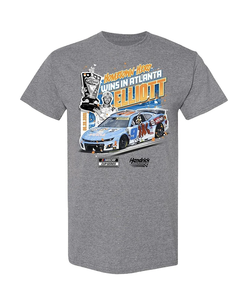 Checkered Flag Sports Men's Charcoal Chase Elliott 2025 Quaker State 400 Race Winner T-Shirt