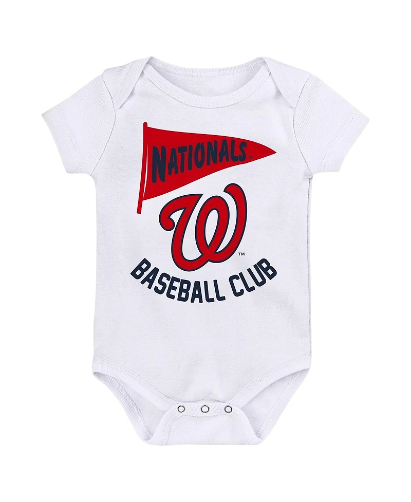 Outerstuff Baby Boys and Girls 3-Pack Washington Nationals Fan Pennant Bodysuit Set