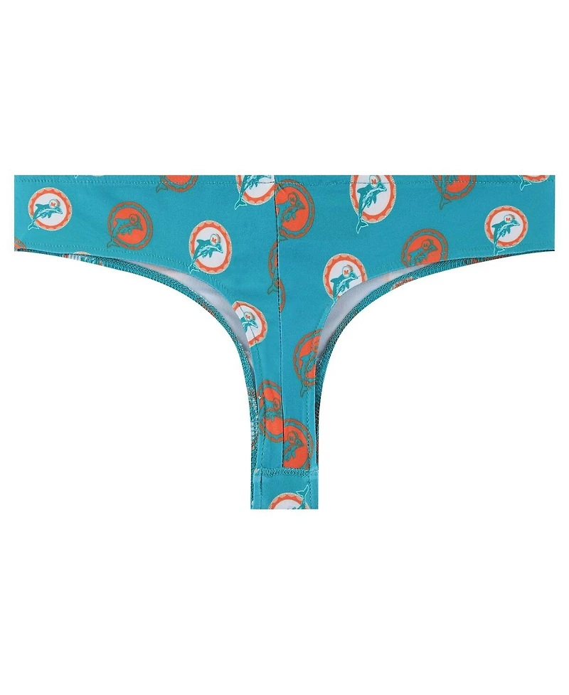 Concepts Sport Women's Aqua Miami Dolphins Record Allover Print Knit Thong