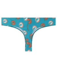 Concepts Sport Women's Aqua Miami Dolphins Record Allover Print Knit Thong