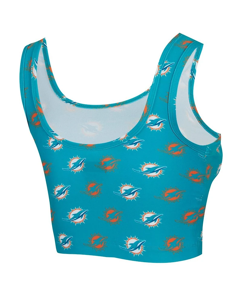 Concepts Sport Women's Aqua Miami Dolphins Record Allover Print Bralette
