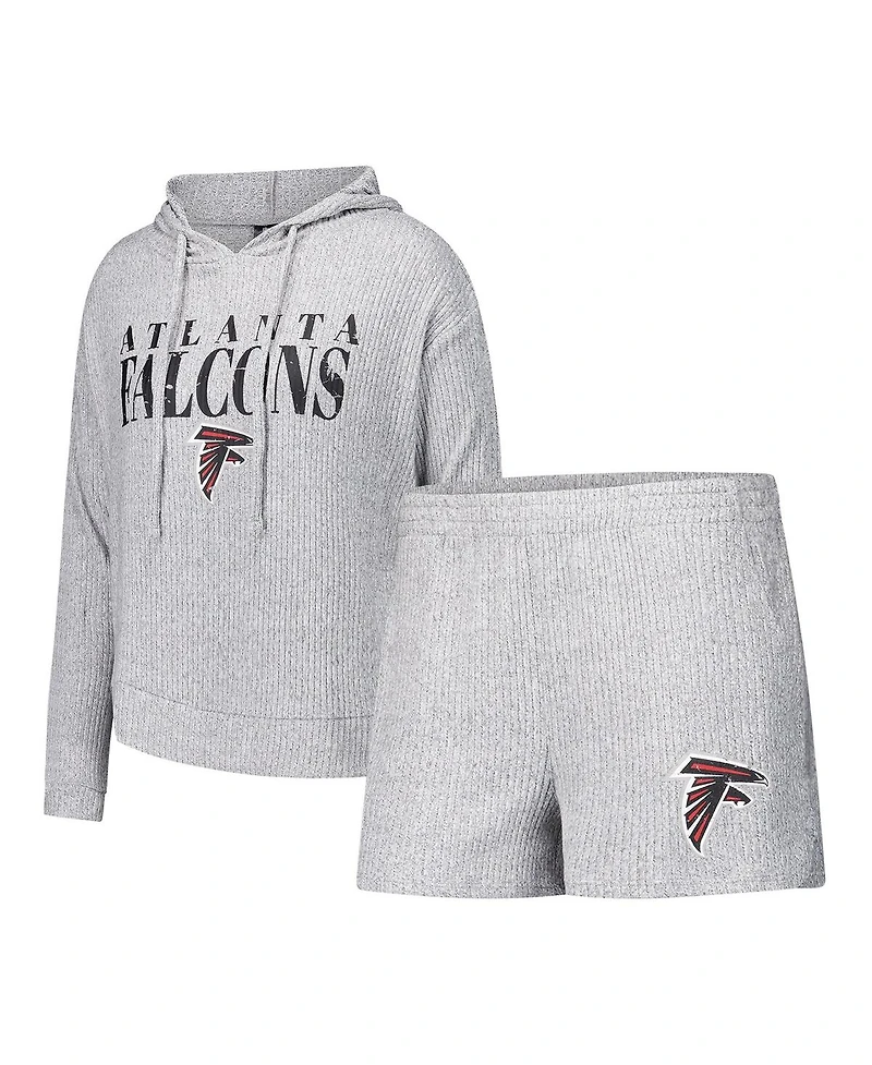 Concepts Sport Women's 2-Piece Gray Atlanta Falcons Juniper Long Sleeve Hoodie Top and Shorts Sleep Set