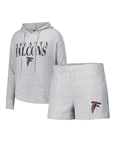 Concepts Sport Women's 2-Piece Gray Atlanta Falcons Juniper Long Sleeve Hoodie Top and Shorts Sleep Set