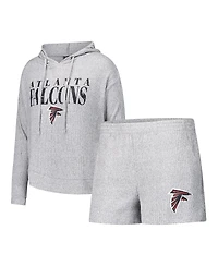 Concepts Sport Women's 2-Piece Gray Atlanta Falcons Juniper Long Sleeve Hoodie Top and Shorts Sleep Set