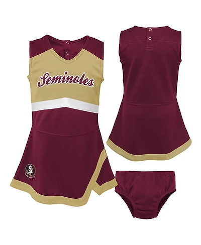 Outerstuff Girls 2-Piece Preschool Garnet Florida State Seminoles Cheer Captain Bloomers Set Jumper Dress