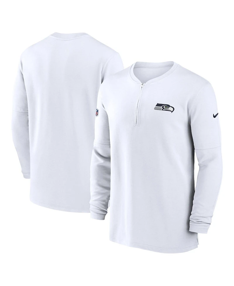 Nike Men's White Seattle Seahawks 2023 Sideline Performance Long Sleeve Tri-Blend Quarter-Zip Top