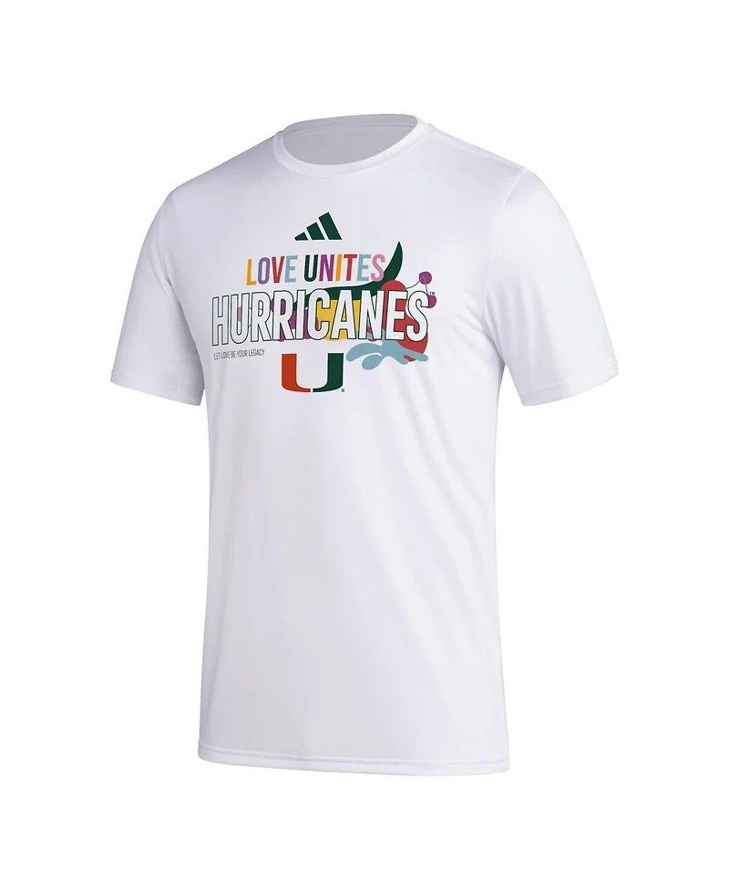 Adidas x Rich Mnisi Pride Collection Men's White Miami Hurricanes Pregame Aeroready T-Shirt