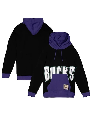 Mitchell & Ness Men's Black Milwaukee Bucks Hardwood Classics Big Face 5.0 Pullover Hoodie