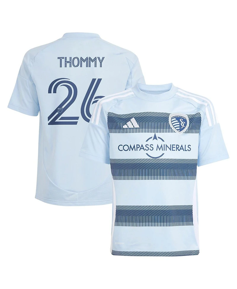 Adidas Big Boys and Girls Erik Thommy Light Blue Sporting Kansas City 2025 One Kc Replica Player Jersey