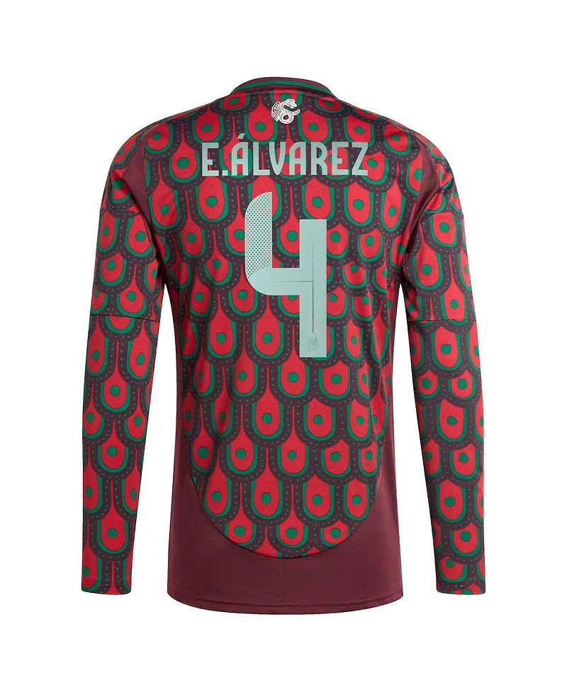 Adidas Men's Edson Alvarez Burgundy Mexico National Team 2024 Home Replica Player Long Sleeve Jersey