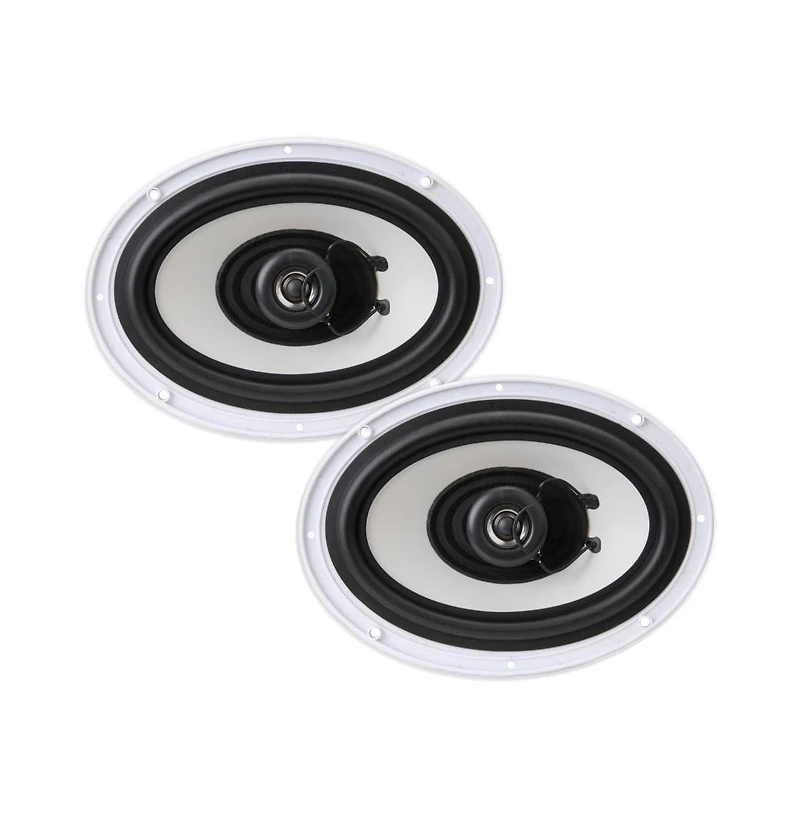 Pyle Dual 6'' x 9'' Water Resistant Marine Speakers, 2-Way Full Range Stereo Sound, 260 Watt, White