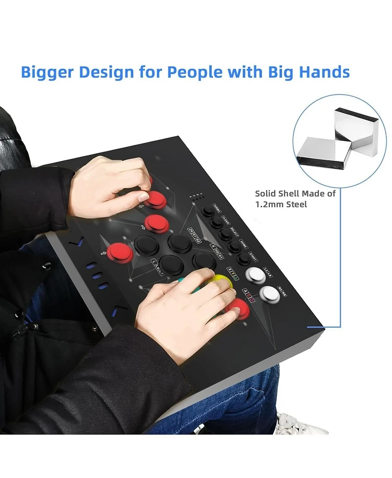 Nbcp Arcade Fight Stick, Arcade Fighting Joystick, Street Fighter Controller with Turbo for PS3, Nintendo Switch, Pc Windows (7/8/10/11), Android Tv B