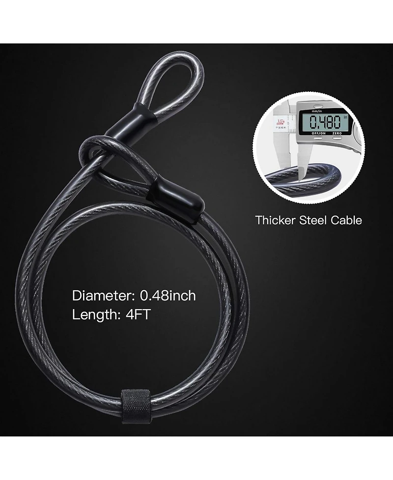 Nakto Lock Heavy Duty Bike Lock Bicycle U Lock, 16mm Shackle and 4ft/6ft Length Security Cable with Sturdy Mounting Bracket for Bicycle
