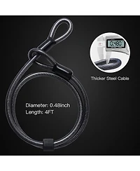 Nakto Lock Heavy Duty Bike Lock Bicycle U Lock, 16mm Shackle and 4ft/6ft Length Security Cable with Sturdy Mounting Bracket for Bicycle