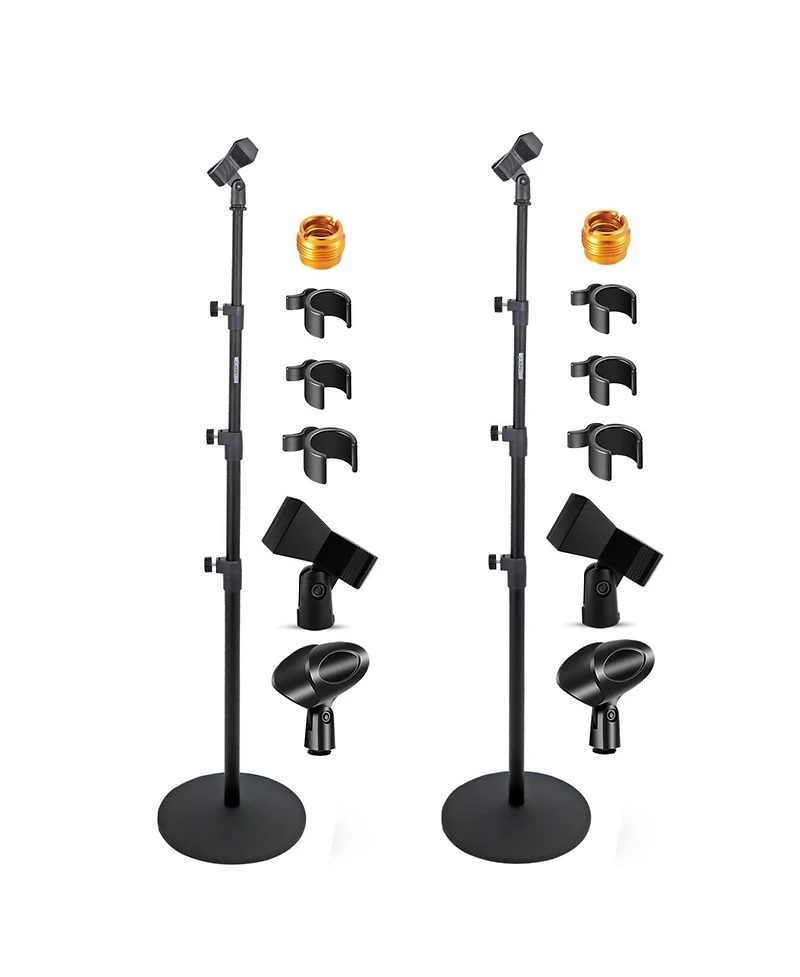 5 Core Mic Stand Floor Pair Adjustable Heavy Weight Microphone Stands Round Base