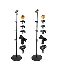 5 Core Mic Stand Floor Pair Adjustable Heavy Weight Microphone Stands Round Base