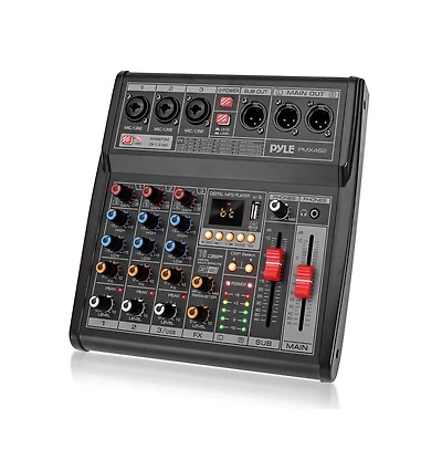 Pyle 3-Channel Audio Mixer With Usb Interface, Built-in Fx Processor, MP3 Player, Xlr & 6.35 Jack Connectors