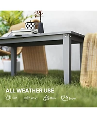 Outsunny Hdpe Outdoor Table, Recgle Slatted Patio