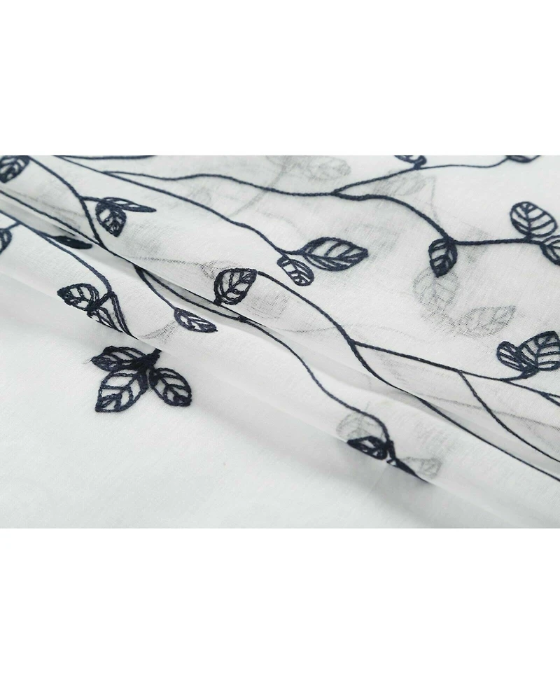 Kate Aurora 2 Pack Floral Leaf Embroidered Grommet Sheer Curtains - 38 in. W x 84 L, Linen