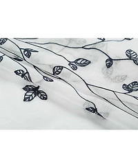 Kate Aurora 2 Pack Floral Leaf Embroidered Grommet Sheer Curtains - 38 in. W x 84 L, Linen