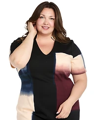 R & M Richards Plus Placement Print Scuba Dress