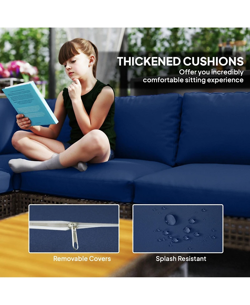Outsunny 7 Piece Wicker Patio Furniture Set Outdoor Sectional, /
