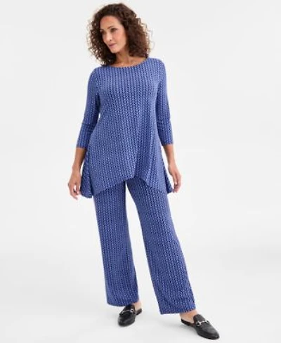 Jm Collection Womens Emma Printed 3 4 Sleeve Swing Tunic Emma Printed Wide Leg Pants Macys Exclusive