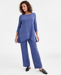 Jm Collection Womens Emma Printed 3 4 Sleeve Swing Tunic Emma Printed Wide Leg Pants Macys Exclusive