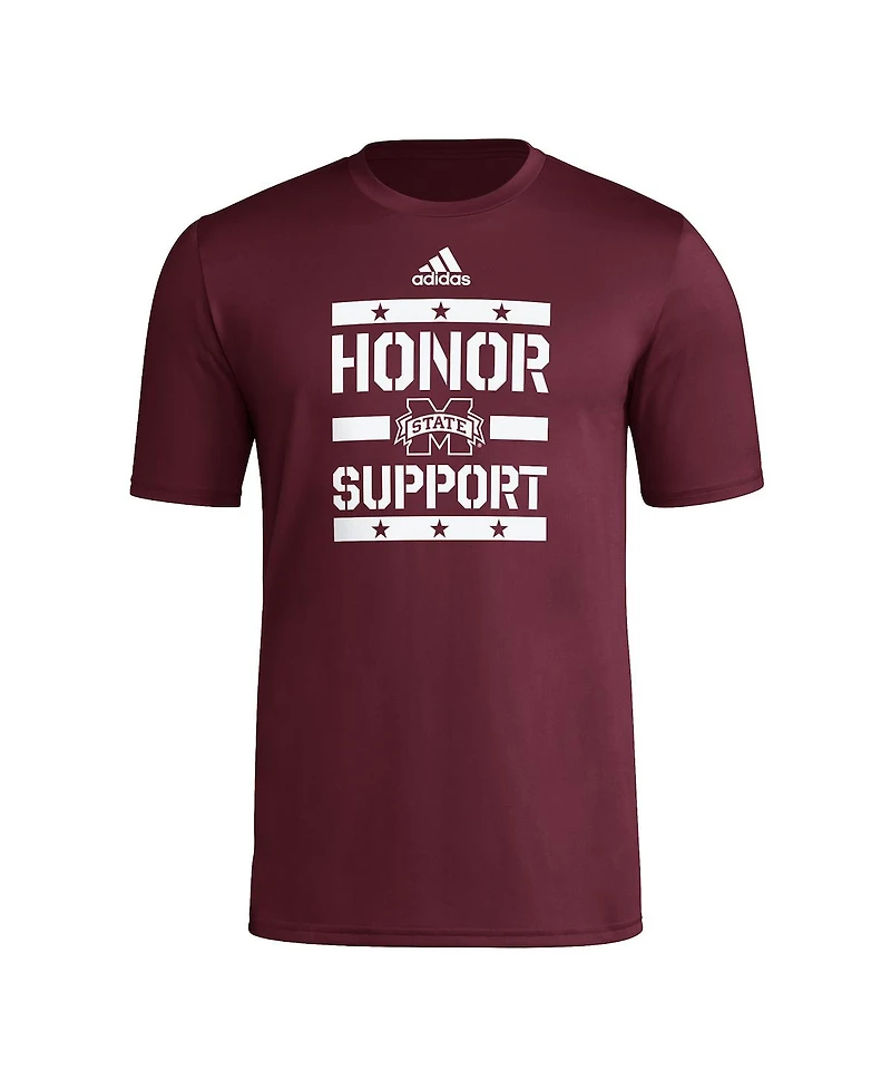 Adidas Men's Maroon Mississippi State Bulldogs Honor Support Pre-Game T-Shirt