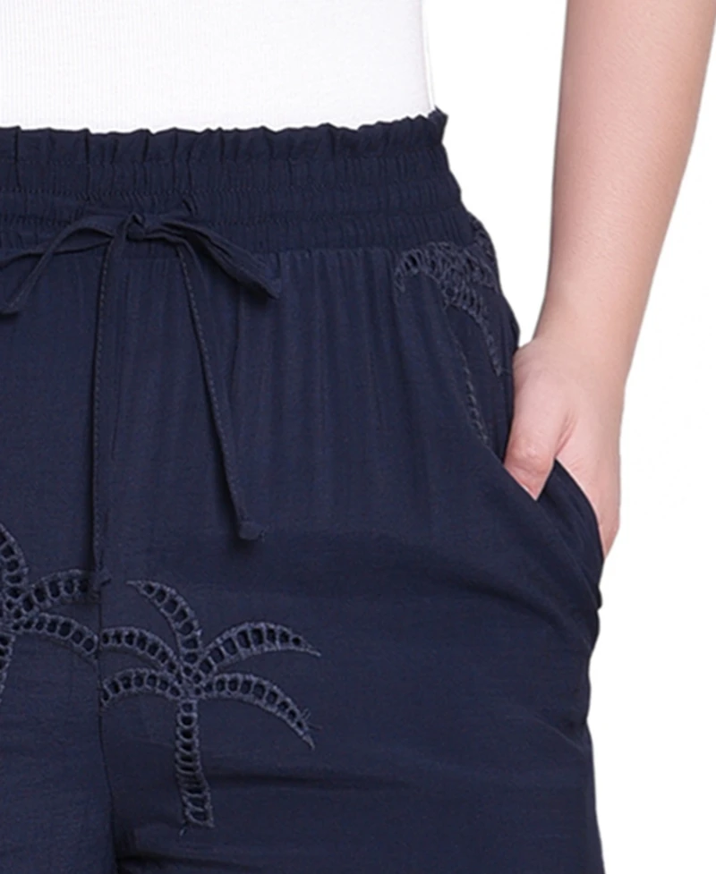 Ny Collection Petite Pull On Pants with Embroidery