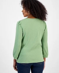 Style & Co Women's Scoop-Neck Long-Sleeve Ribbed Knit Top, Macy's Exclusive