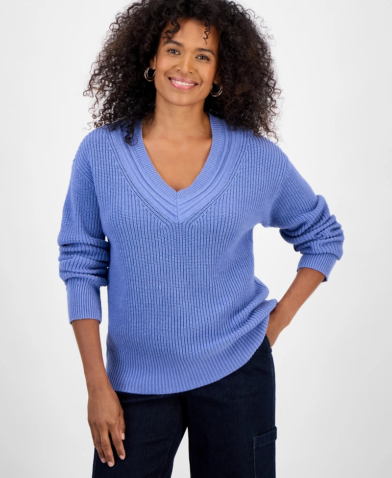 Style & Co Women's V-Neck Long-Sleeve Sweater, Macy's Exclusive