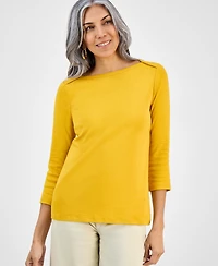 Style & Co Women's Pima Cotton 3/4-Sleeve Boat-Neck Top, Created for Macy's