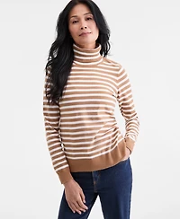 Style & Co Women's Striped Turtleneck Long-Sleeve Sweater, Macy's Exclusive