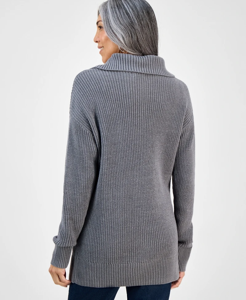 Style & Co Women's Quarter-Zip Cable-Knit Sweater, Macy's Exclusive