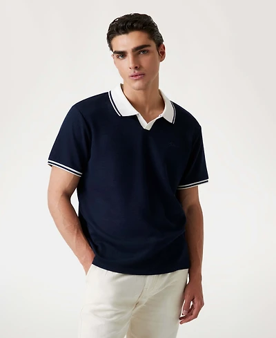 Guess Men's Weston Waffle-Knit Tipped Polo Shirt