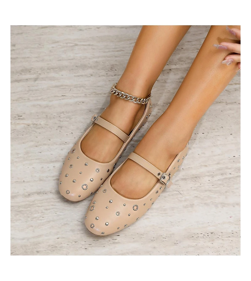 Berness Felicity Studded Mary Jane Flats