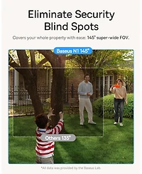 Baseus Wireless Cameras for Home Security, N1 2-Cam Kit with True 2K Clarity, No Monthly Fee, 16TB Expandable Local Storage, 210-Day Battery Life, Spo