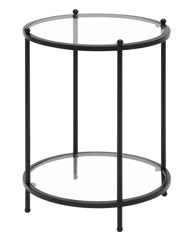 Convenience Concepts 18" Glass Royal Crest 2-Tier Round End Table