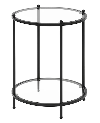 Convenience Concepts 18" Glass Royal Crest 2-Tier Round End Table