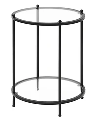 Convenience Concepts 18" Glass Royal Crest 2-Tier Round End Table