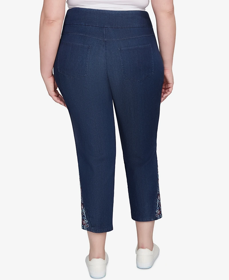 Ruby Rd. Plus Super Soft Stretch Denim Embroidered Ankle Jeans