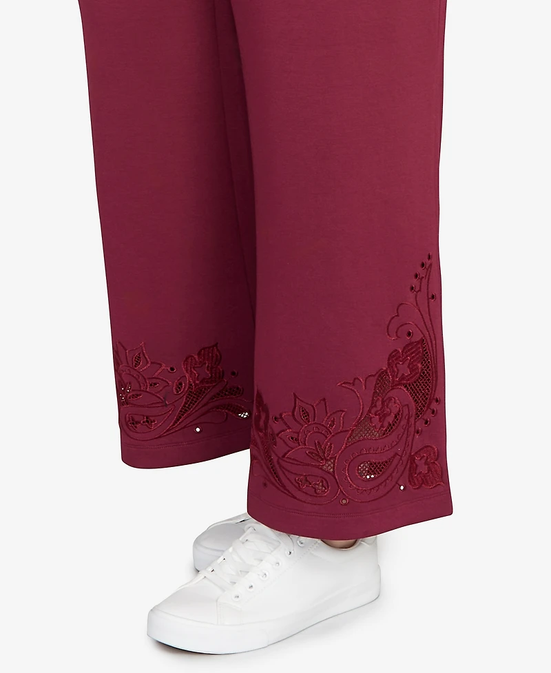 Ruby Rd. Plus Wide Leg Floral Cutout Pants