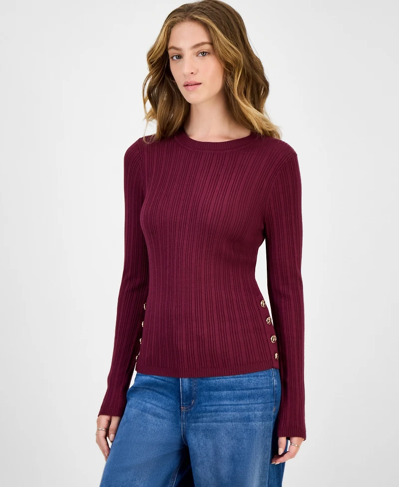 Hooked Up by Iot Juniors' Crewneck Long-Sleeve Sweater