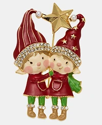 Holiday Lane Crystal & Imitation Pearl Elf Pin, Macy's Exclusive