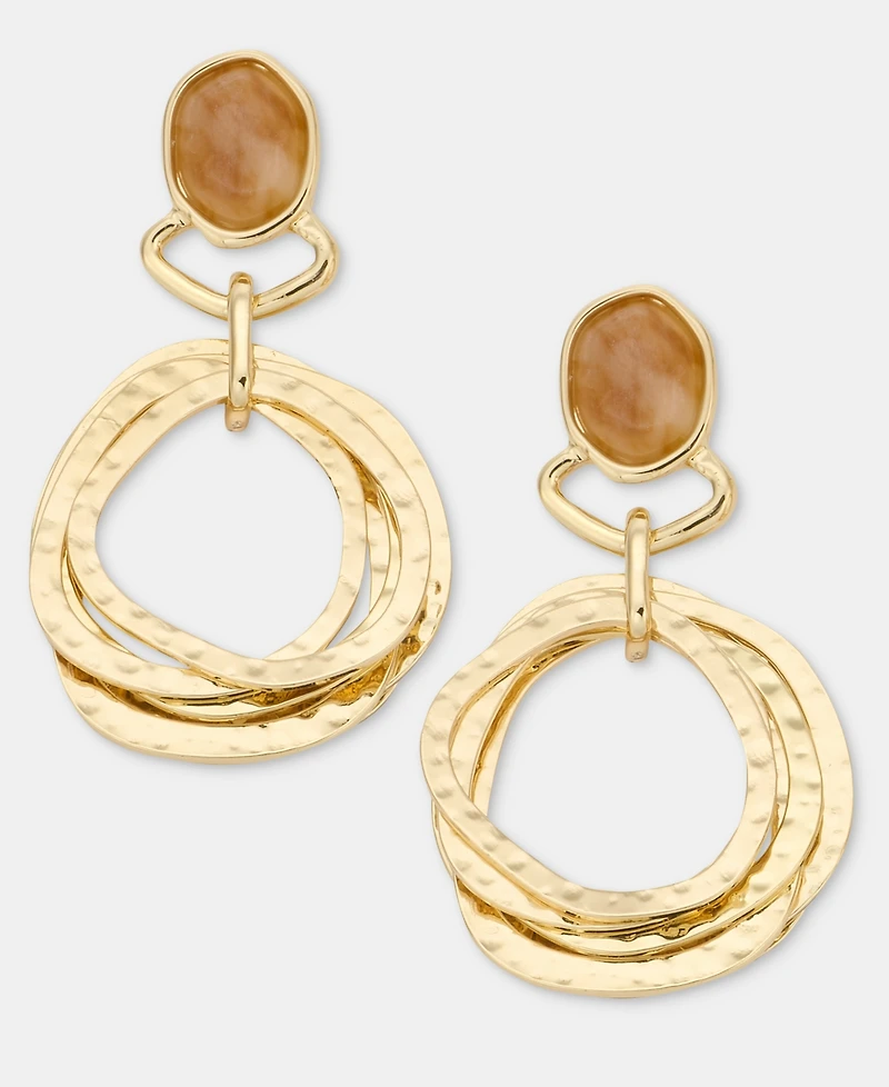 Style & Co Stone & Hammered Ring Doorknocker Drop Earrings, Macy's Exclusive
