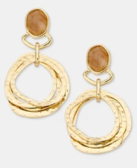 Style & Co Stone & Hammered Ring Doorknocker Drop Earrings, Macy's Exclusive